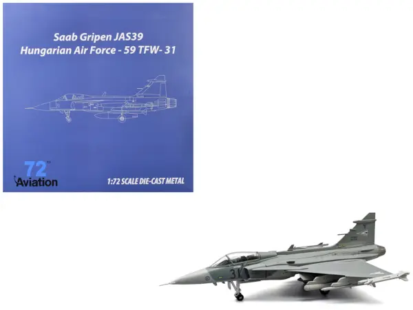 Saab JAS 39C Gripen Fighter Aircraft "59th Tactical Wing" (2023) Hungarian Air Force 1/72 Diecast Model Airplane by Aviation 72 #1
