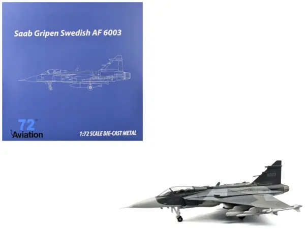 Saab JAS 39E Gripen Fighter Aircraft "6003 E-variant Pre-Production Test" (2023) Swedish Air Force 1/72 Diecast Model Airplane by Aviation 72 #1
