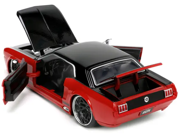 1965 Ford Mustang Custom Red and Black "Bigtime Muscle" Series 1/24 Diecast Model Car by Jada #3