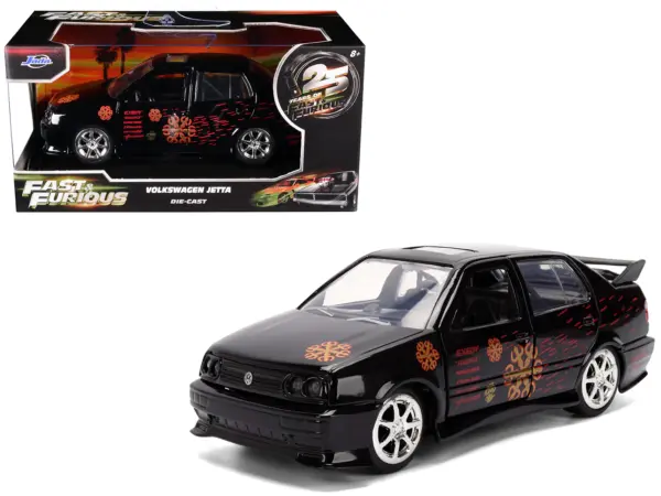 Volkswagen Jetta Black with Graphics "Fast & Furious Remix - 25th Anniversary" Series 1/32 Diecast Model Car by Jada #1