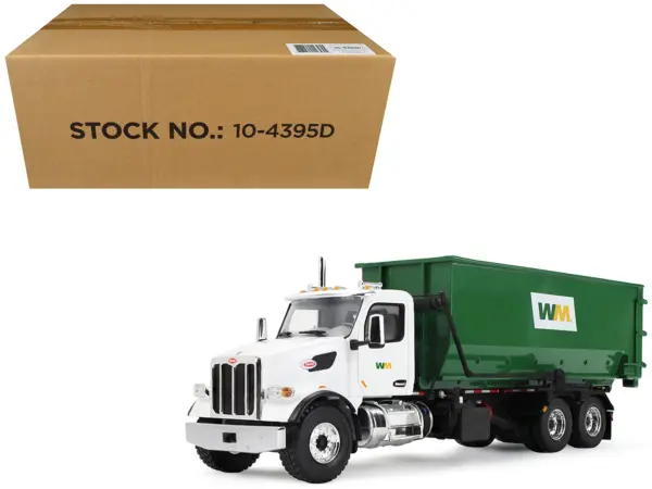 Peterbilt 567 Refuse Garbage Truck with 40 Yard Roll-Off Container "Waste Management" White and Green 1/34 Diecast Model by First Gear #1