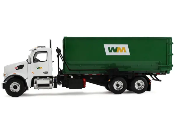 Peterbilt 567 Refuse Garbage Truck with 40 Yard Roll-Off Container "Waste Management" White and Green 1/34 Diecast Model by First Gear #3
