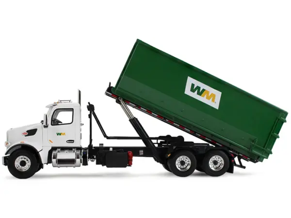 Peterbilt 567 Refuse Garbage Truck with 40 Yard Roll-Off Container "Waste Management" White and Green 1/34 Diecast Model by First Gear #4
