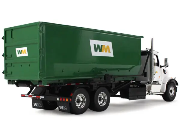 Peterbilt 567 Refuse Garbage Truck with 40 Yard Roll-Off Container "Waste Management" White and Green 1/34 Diecast Model by First Gear #5