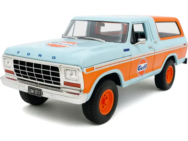 1978 Ford Bronco Light Blue and Orange "Gulf Oil" "Gulf Die-Cast Collection" 1/24 Diecast Model Car by Motormax #2
