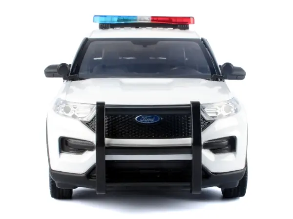 2022 Ford Police Interceptor Utility Plain White "Builder's Kit" with Flashing Light Bar and Front and Rear Lights and Sounds 1/24 Diecast Model Car by Motormax #4