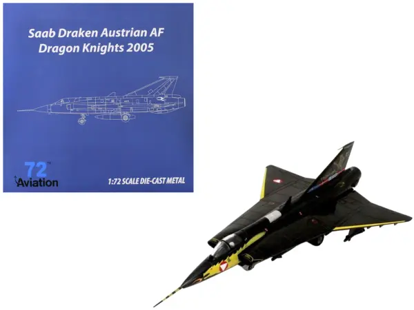 Saab Draken Fighter Aircraft "21 Draken 45th Anniversary Dragon Knights Retirement Livery" (2005) Austrian Air Force 1/72 Diecast Model Airplane by Aviation 72 #1