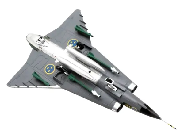 Saab J35J Draken Fighter Aircraft "Splinter Camouflage Scheme F 18 Sodertorn Wing" (1972) Swedish Air Force 1/72 Diecast Model Airplane by Aviation 72 #5