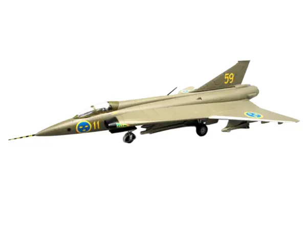 Saab S35 Draken Fighter Aircraft "59 F 11 Wing Skavsta Museum" (1979) Swedish Air Force 1/72 Diecast Model Airplane by Aviation 72 #2
