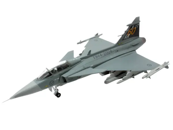 Saab JAS 39A Gripen Fighter Aircraft "17 Wing 60th Anniversary Livery Ronneby Air Show" (2004) Swedish Air Force 1/72 Diecast Model Airplane by Aviation 72 #2