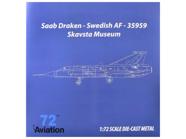 Saab S35 Draken Fighter Aircraft "59 F 11 Wing Skavsta Museum" (1979) Swedish Air Force 1/72 Diecast Model Airplane by Aviation 72 #3