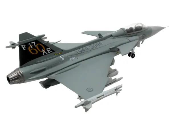 Saab JAS 39A Gripen Fighter Aircraft "17 Wing 60th Anniversary Livery Ronneby Air Show" (2004) Swedish Air Force 1/72 Diecast Model Airplane by Aviation 72 #3