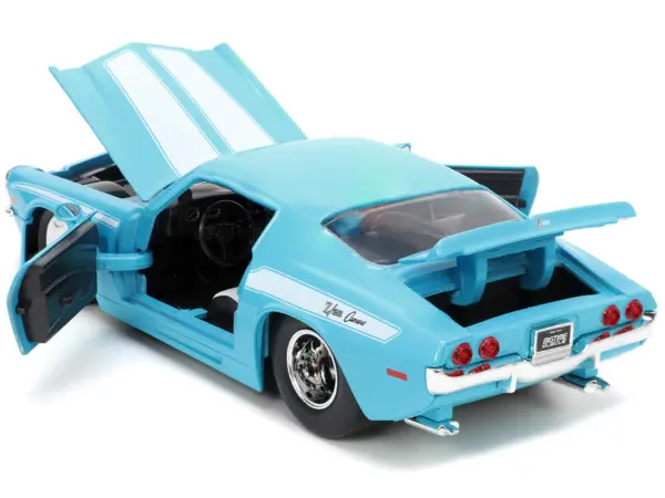 1971 Chevrolet Camaro Z/28 Light Blue with White Stripes "Bigtime Muscle" Series 1/24 Diecast Model Car by Jada #3