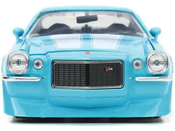 1971 Chevrolet Camaro Z/28 Light Blue with White Stripes "Bigtime Muscle" Series 1/24 Diecast Model Car by Jada #4