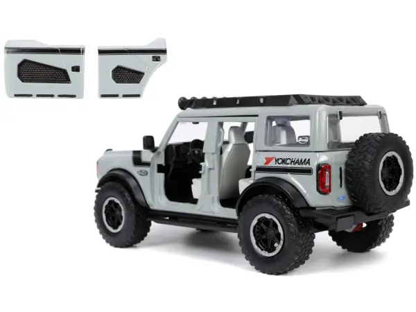 2021 Ford Bronco Gray with Black Stripes with Roof Rack "Own the Night" "Just Trucks" Series 1/24 Diecast Model Car by Jada #4