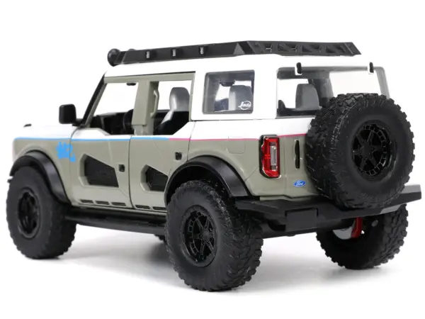 2021 Ford Bronco Gray and White with Matt Black Hood with Roof Rack "M2 Motoring" "Just Trucks" Series 1/24 Diecast Model Car by Jada #5