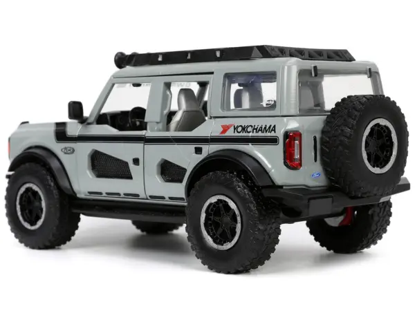 2021 Ford Bronco Gray with Black Stripes with Roof Rack "Own the Night" "Just Trucks" Series 1/24 Diecast Model Car by Jada #5