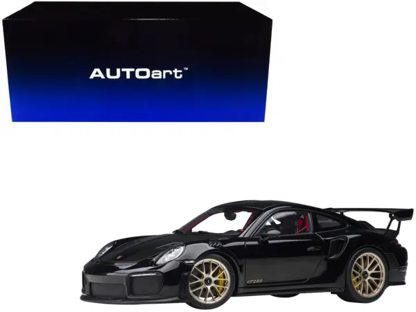 Porsche 911 (991.2) GT2 RS Weissach Package Black with Carbon Stripes 1/18 Model Car by Autoart #1