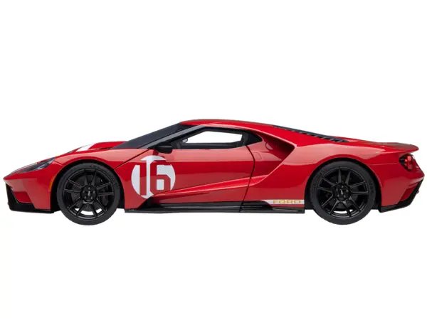 Ford GT Heritage Edition #16 "Alan Mann" Red Metallic with Gold Stripes 1/18 Model Car by Autoart #5