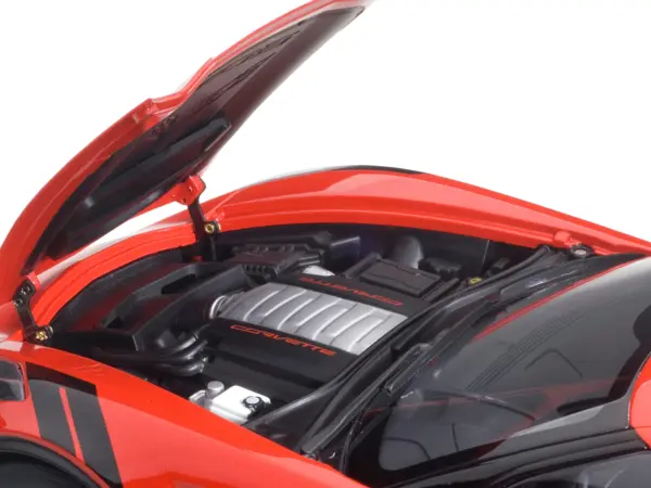 2017 Chevrolet Corvette C7 Grand Sport Red with White Stripe and Black Fender Hash Marks 1/18 Model Car by Autoart #2