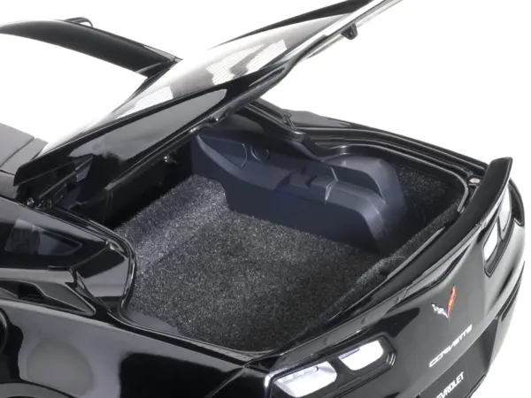 2017 Chevrolet Corvette C7 Grand Sport Black with White Stripe and Yellow Fender Hash Marks 1/18 Model Car by Autoart #3