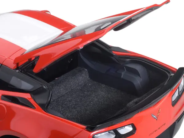 2017 Chevrolet Corvette C7 Grand Sport Red with White Stripe and Black Fender Hash Marks 1/18 Model Car by Autoart #3