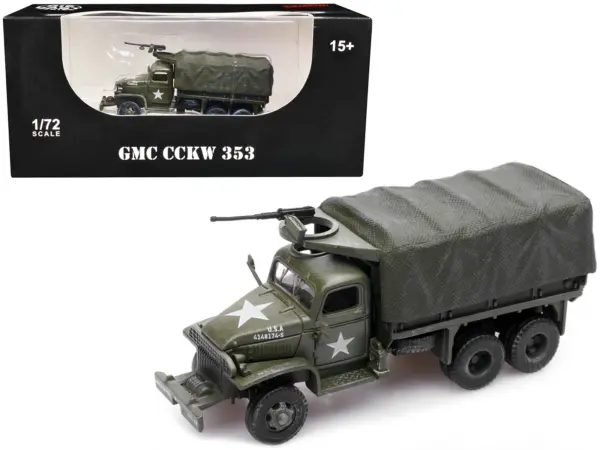 GMC CCKW 353 Truck With Mounted Gun Olive Drab "4148174-S" US Army World War II 1/72 Diecast Model by Legion #1