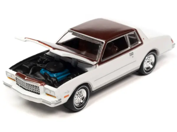 1980 Chevrolet Monte Carlo White and Dark Claret Brown Metallic Top and Hood Limited Edition to 3508 pieces Worldwide "OK Used Cars" 2023 Series 1/64 Diecast Model Car by Johnny Lightning #2
