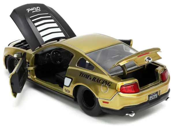 2010 Ford Mustang GT Gold Metallic with Black Graphics and Hood "Tom's Racing" "Bigtime Muscle" Series 1/24 Diecast Model Car by Jada #4