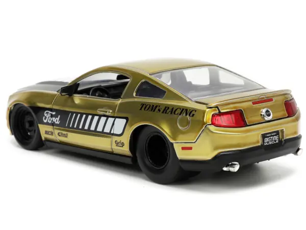 2010 Ford Mustang GT Gold Metallic with Black Graphics and Hood "Tom's Racing" "Bigtime Muscle" Series 1/24 Diecast Model Car by Jada #5