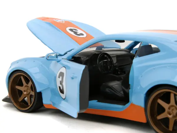 2016 Chevrolet Camaro Widebody #3 Light Blue with Orange Stripes "Gulf Oil" "Wide Body" Series 1/24 Diecast Model Car by Jada #3
