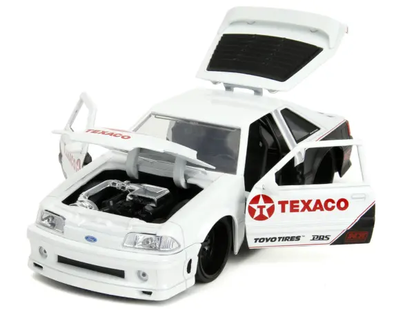 1989 Ford Mustang GT "Texaco" White and Matt Black with Graphics "Bigtime Muscle" Series 1/24 Diecast Model Car by Jada #2