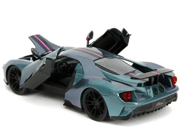 2017 Ford GT Blue Metallic with Pink and Black Stripes "Pink Slips" Series 1/24 Diecast Model Car by Jada #4