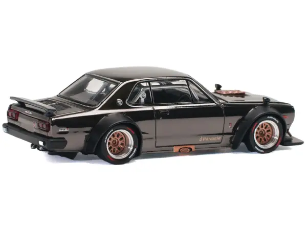 Skyline GT-R V8 Drift "Hakosuka" RHD (Right Hand Drive) Dark Chrome 1/64 Diecast Model Car by Pop Race #3