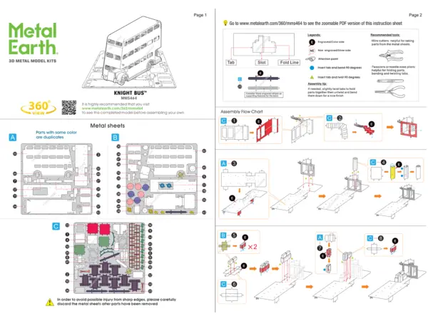 Model Kit Knight Bus Purple "Harry Potter and the Prisoner of Azkaban" (2004) Movie (Moderate Difficulty) Steel Model by Metal Earth #4