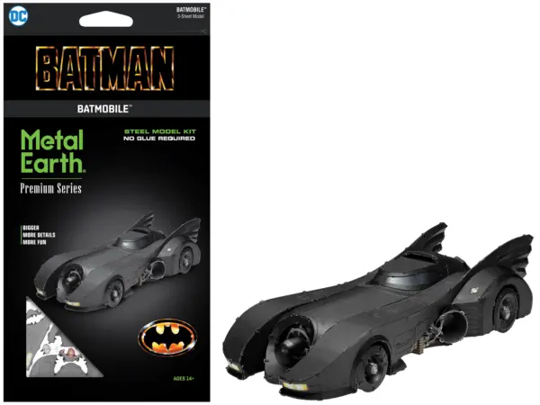 Model Kit 1989 Batmobile Black "Batman" (1989) Movie (Challenging Difficulty) Steel Model by Metal Earth #1