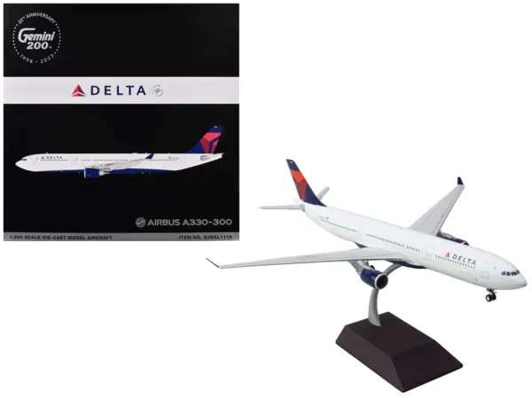 Airbus A330-300 Commercial Aircraft "Delta Air Lines" (N829NW) White with Blue and Red Tail "Gemini 200" Series 1/200 Diecast Model Airplane by GeminiJets #1