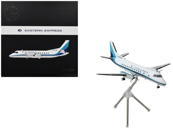 Saab 340A Commercial Aircraft "Eastern Express/Bar Harbor" (N407BH) White with Blue Stripes "Gemini 200" Series 1/200 Diecast Model Airplane by GeminiJets #1
