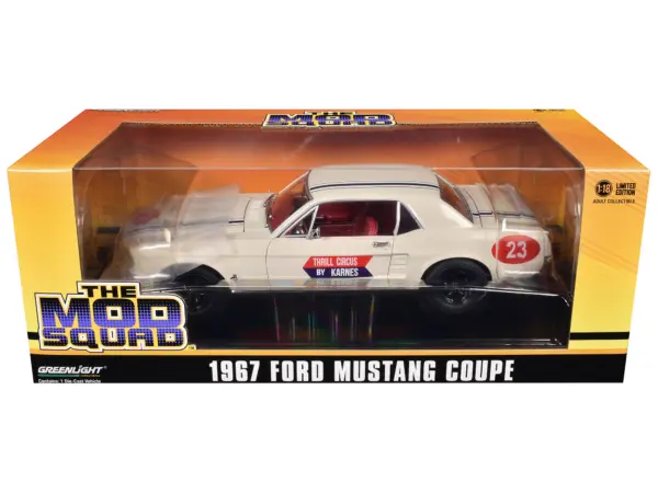 1967 Ford Mustang Coupe #23 "Thrill Circus By Karnes" White 1/18 Diecast Model Car by Greenlight #1