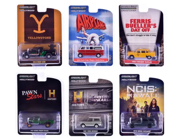 "Hollywood Series" Set of 6 pieces Release 42 1/64 Diecast Model Cars by Greenlight #1