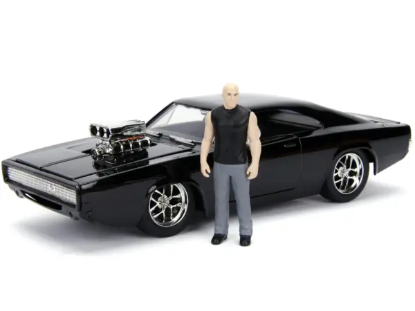 Model Kit Dodge Charger R/T Black and Dom Diecast Figure "Fast & Furious" Movie "Build N' Collect" Series 1/24 Diecast Model Car by Jada #3