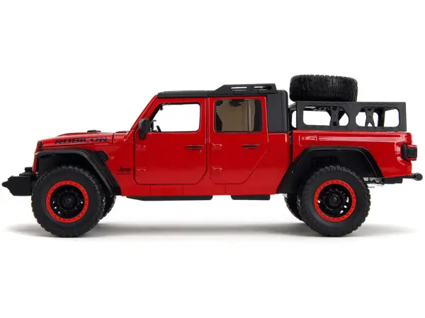 2020 Jeep Gladiator Rubicon Pickup Truck Red with Black Top and Extra Wheels "Just Trucks" Series 1/24 Diecast Model Car by Jada #3