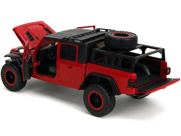 2020 Jeep Gladiator Rubicon Pickup Truck Red with Black Top and Extra Wheels "Just Trucks" Series 1/24 Diecast Model Car by Jada #5