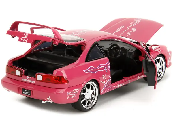 1995 Honda Integra Type R Pink with Graphics "Fast & Furious Remix" Series 1/24 Diecast Model Car by Jada #4