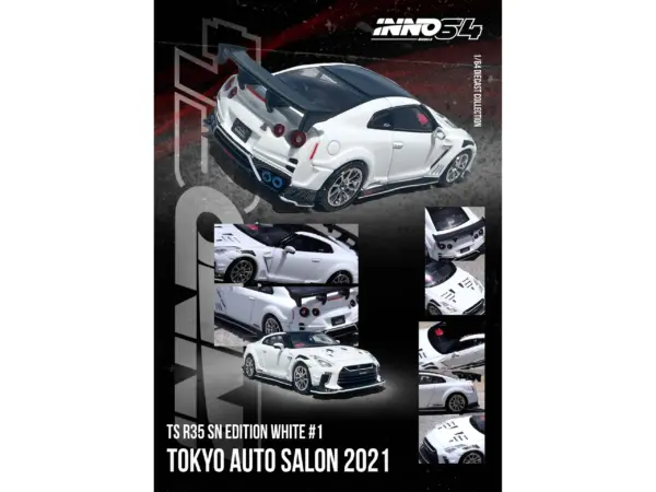 Nissan GT-R (R35) "Top Secret" RHD (Right Hand Drive) White with Black Top "Tokyo Auto Salon 2021" 1/64 Diecast Model Car by Inno Models #4