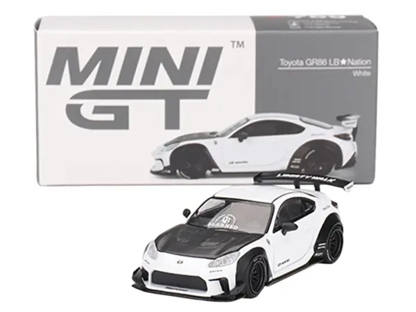 Toyota GR86 "LB-Nation - Liberty Walk" White with Carbon Hood Limited Edition 1/64 Diecast Model Car by Mini GT #4