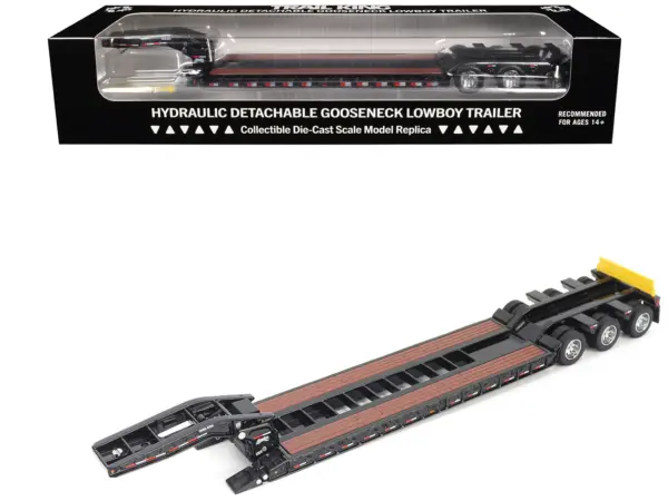 Trail King TK120 Hydraulic Detachable Gooseneck Lowboy Trailer Black (Regular Version) "Transport Series" 1/50 Diecast Model by Diecast Masters #1