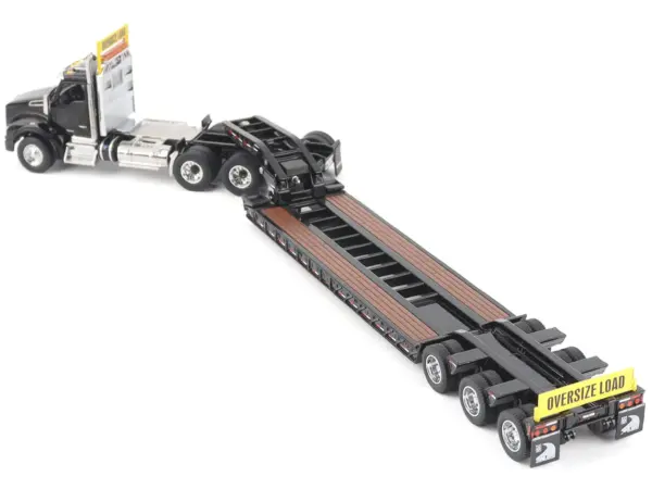 Kenworth T880 SBFA Tridem Truck with Trail King HDG Lowboy Trailer Black "Transport Series" 1/50 Diecast Model by Diecast Masters #5