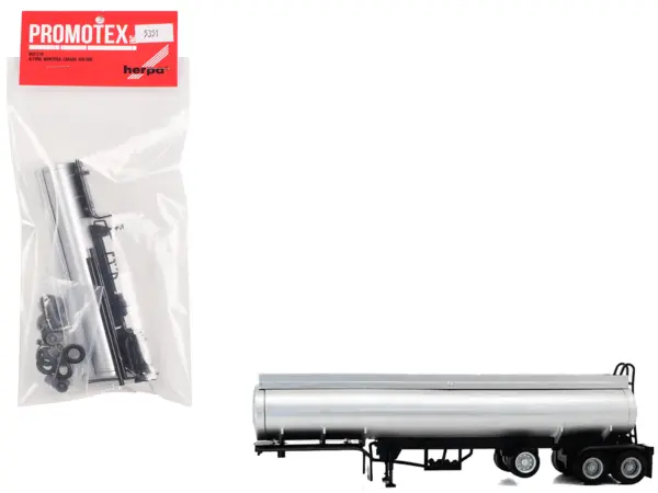 Tag-Axle Elliptical Tanker Trailer Silver 1/87 (HO) Plastic Model by Promotex #1