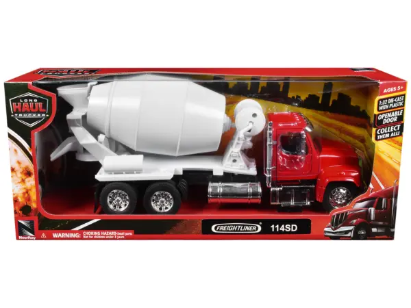 Freightliner 114SD Cement Mixer Red and White "Long Haul Truckers" Series 1/32 Diecast Model by New Ray #1